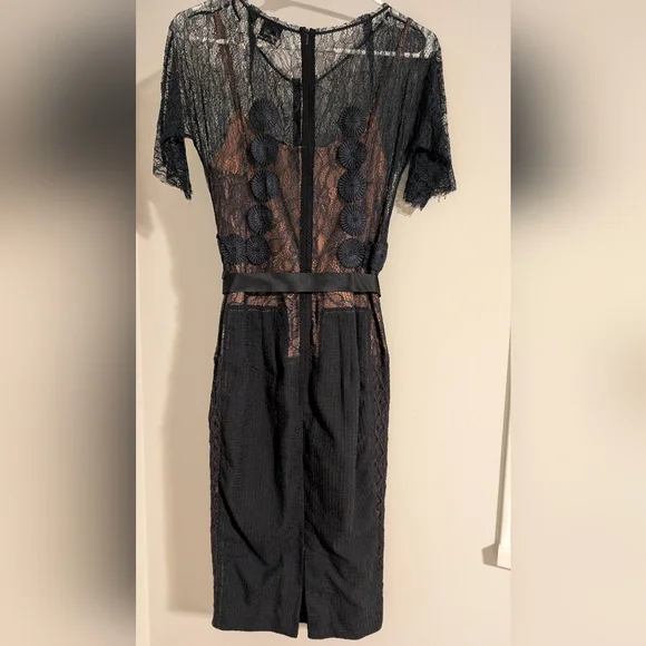 Byron Lars Sheer Black Lace Midi Dress - Picture 4 of 6